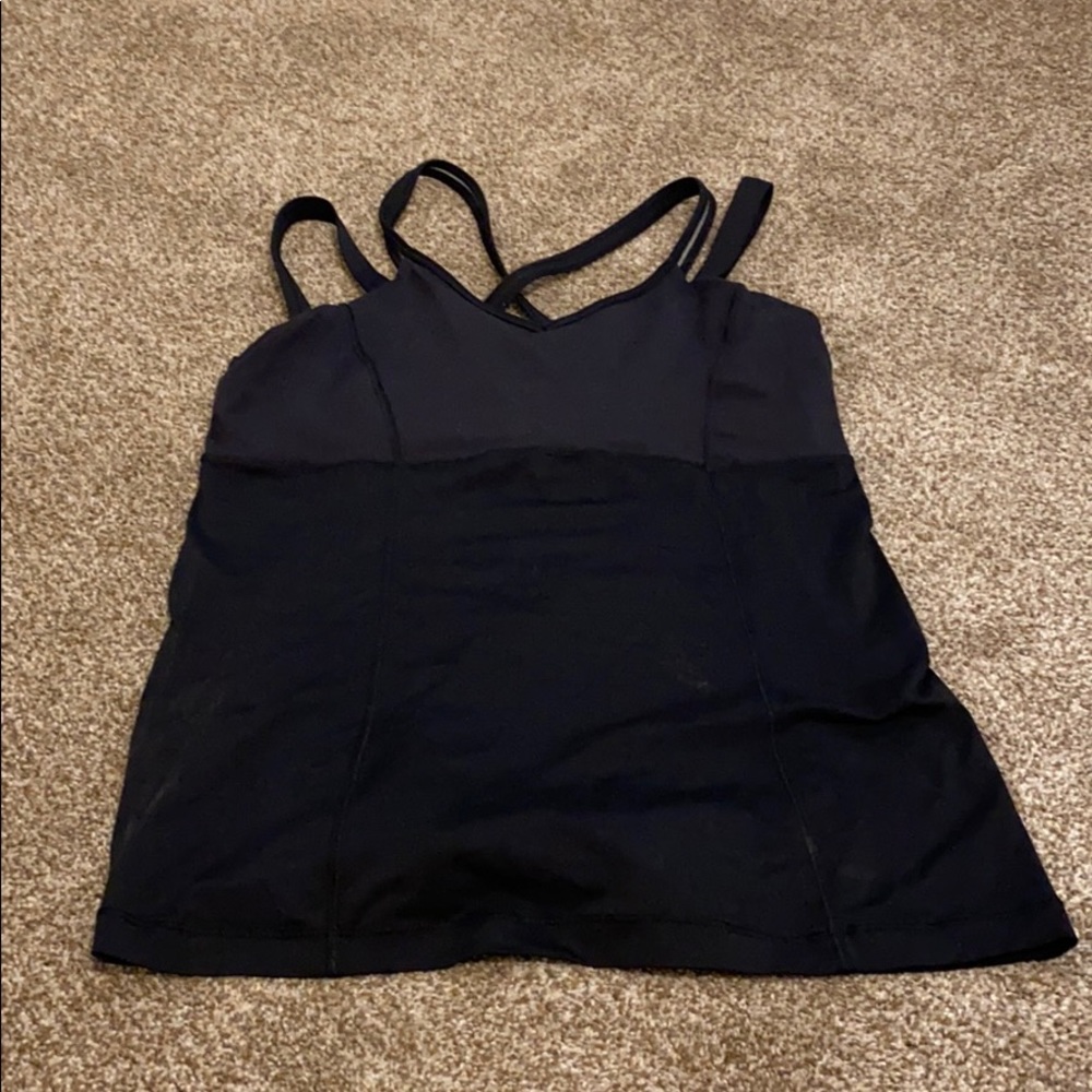 Black sports top built in bra